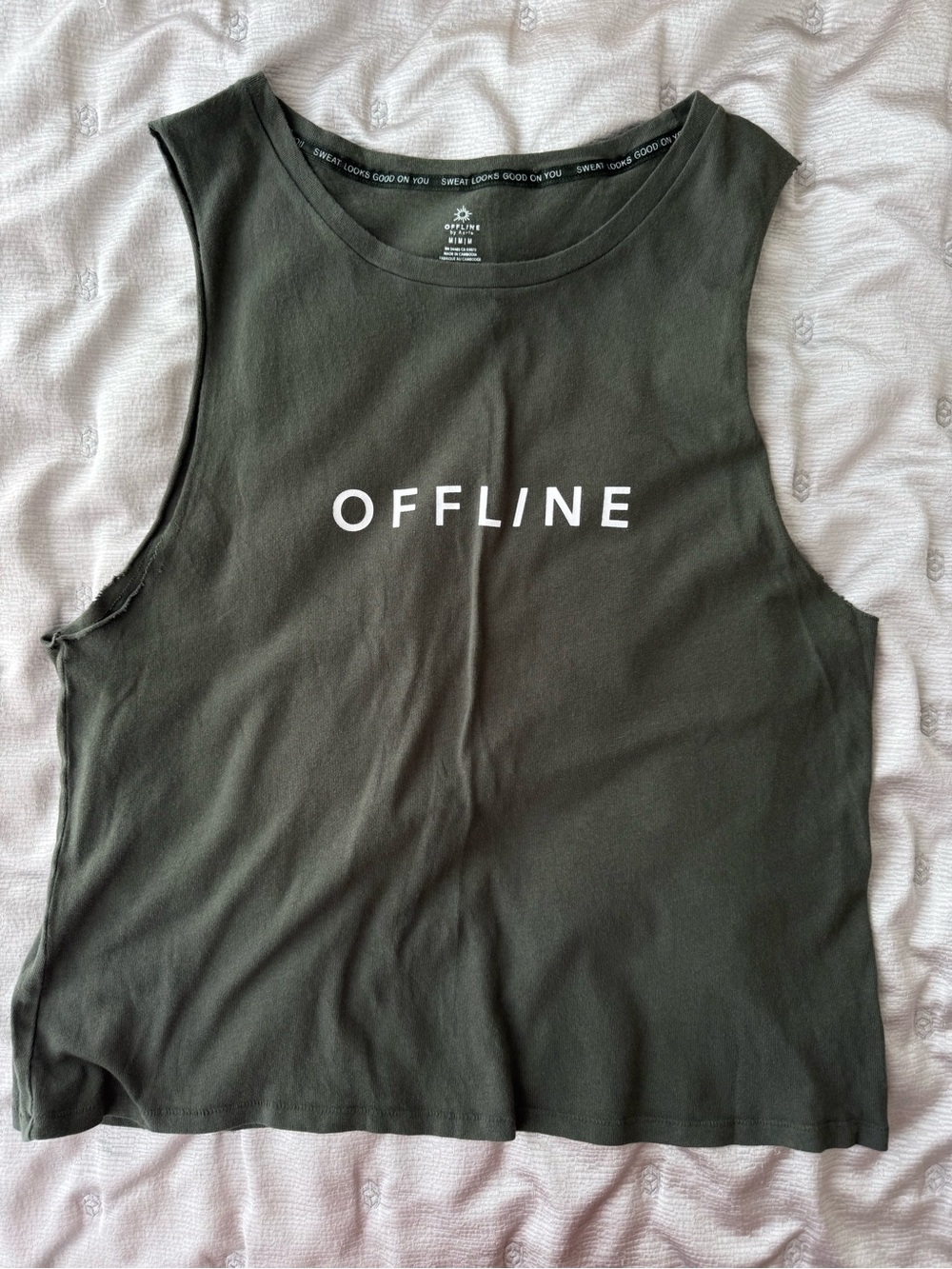 OFFLINE Logo Muscle  Tank Top Olive Green Size M